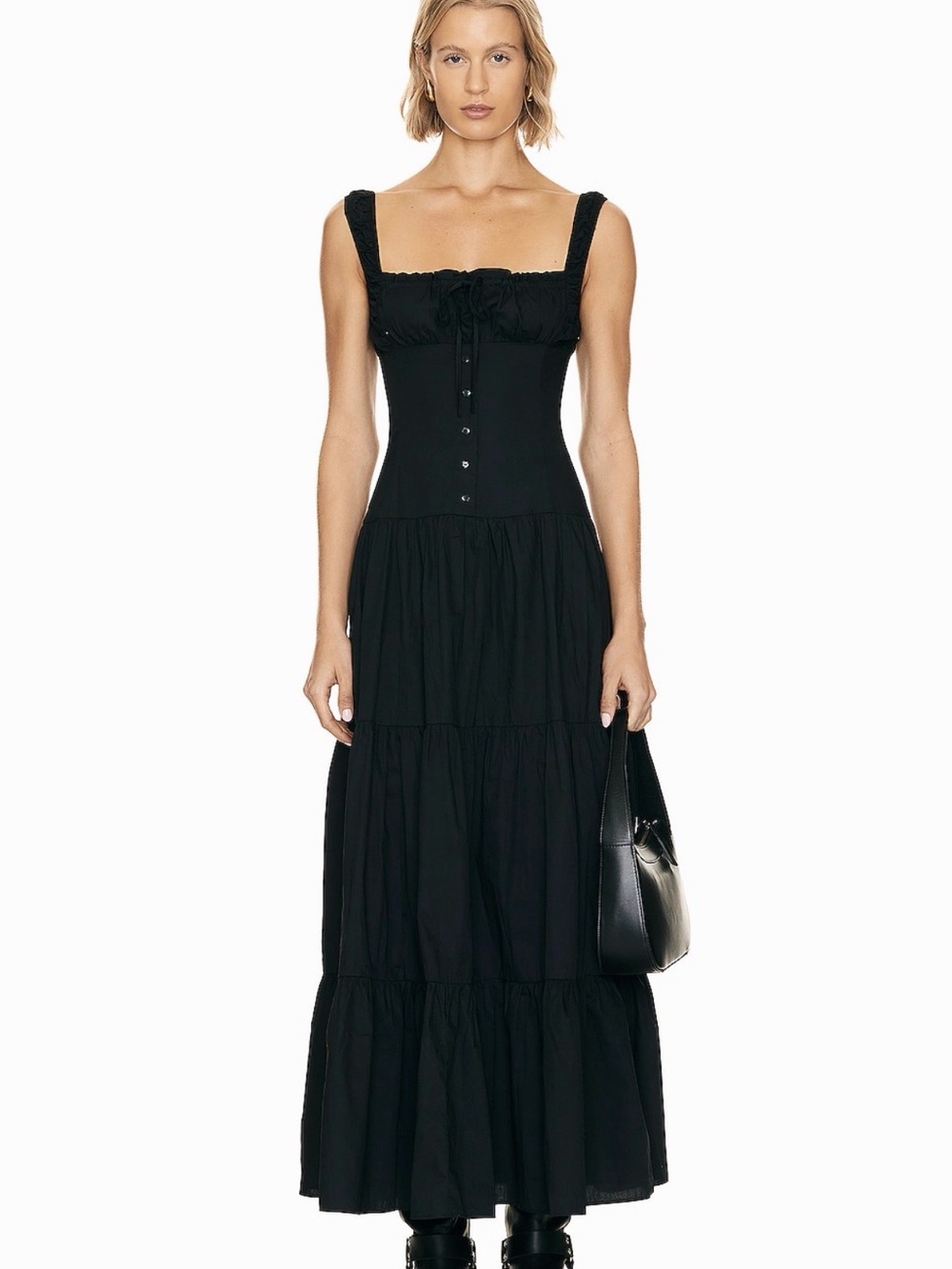 Black Sleeveless Tiered Maxi Dress